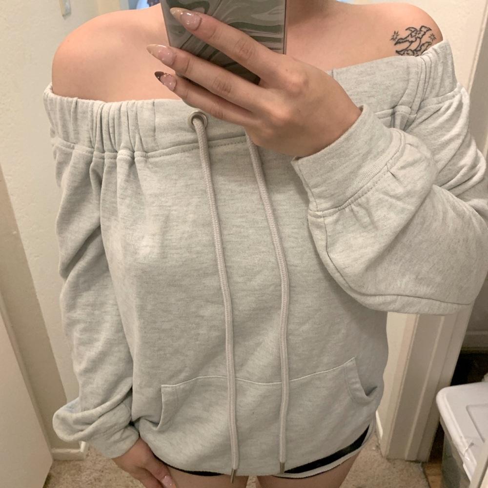 Forever 21 off shoulder gray top